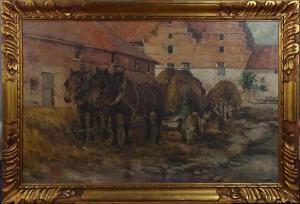 BETIGNY Ernest 1873-1960,Fermier avec ses chevaux,Monsantic BE 2022-09-04