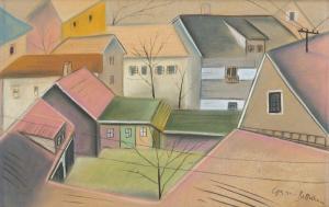 BETTELHEIM Jolan Gross 1900-1972,Houses, Yards,Pinter HU 2022-10-19