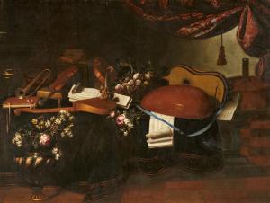 BETTERA Bartolomeo 1639-1690,A vanitas still life with musical instruments, m,18th century,Lempertz 2022-11-19