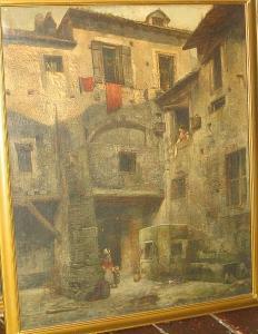 BETTINELLI Luigi,Courtyard scene with woman at a window and childre,1858,Bonhams 2004-11-04