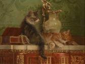BETTINGER Gustave 1857-1934,Deux chatons jouant avec un col,Artcurial | Briest - Poulain - F. Tajan 2017-02-14