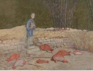 BETTINGER Gustave 1857-1934,Fish in an empty pond,Christie's GB 2006-01-10