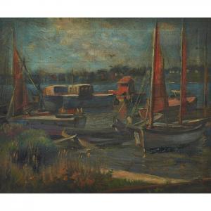 BETTS Harold Harington 1881-1915,Boats in a Harbor,Treadway US 2017-03-04