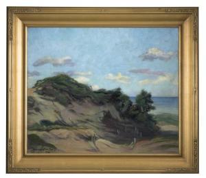 BETTS Harold Harington 1881-1915,Coastal with grass-covered hill,John Moran Auctioneers 2016-04-16