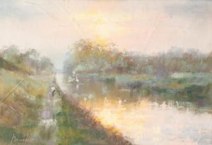 BEWSHER STEVEN 1964,Cheshire Canal Scene, (early morning),1998,Capes Dunn GB 2019-07-23