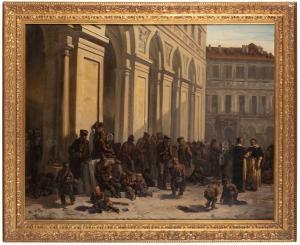 BEYER Eugène 1817-1893,Fuori dalla chiesa,1853,Wannenes Art Auctions IT 2023-11-29