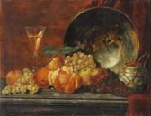 BEYER Karl 1826-1903,Nature morte aux raisins, oranges et céramiques japonaises,Osenat FR 2009-11-22