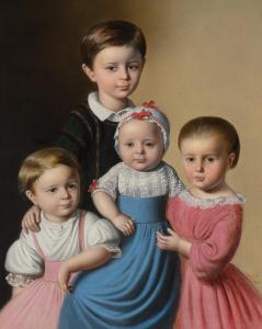 BEYFUSS Ludwig 1805-1860,Portrait of Four Children,1855,William Doyle US 2022-10-20