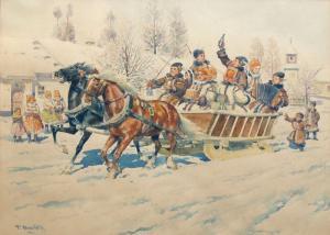 BEZDEK Frantisek 1906-1983,Krojovaná jízda v zimě,1944,Antikvity Art Aukce CZ 2008-10-12