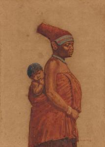 BHENGU Gerard 1910-1990,Portrait of a Woman and Child,Strauss Co. ZA 2024-03-11