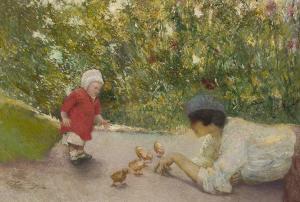 BIANCHI Gerardo 1845-1922,Playing with the Chicks,Heffel CA 2021-10-28