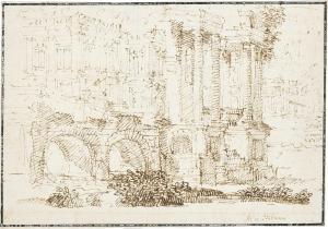 BIBIENA Antonio Galli,A palace architecture and a double-arched bridge n,Palais Dorotheum 2023-04-04