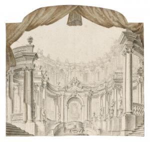 BIBIENA Ferdinando Galli 1657-1743,Design for a theater prospect: A baroque palace,Palais Dorotheum 2024-03-28
