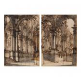 BIBIENA Ferdinando Galli,pair of fantastical views of arched cloisters,Sotheby's 2004-04-20