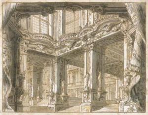 BIBIENA Giuseppe Galli,The courtyard of a palace, for a theatrical set,Christie's 2001-07-10