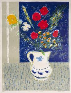 BICAT Andre 1909-1996,Flowers on a Blue Ground,Mallams GB 2023-09-03