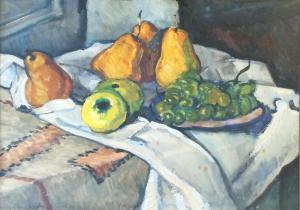 BICHET Charles Theodore 1863-1929,Still life with apples, pears and grapes,1928,Matsa IL 2024-01-29