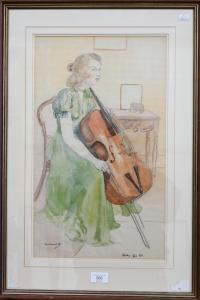 BICKERSTAFF Renee 1904-1983,girl with cello,Andrew Smith and Son GB 2022-10-29