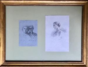 BIDA Alexandre 1813-1895,Étude pour un portrait de deux jeunes filles,EVE FR 2023-02-23