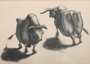 BIDDLE George 1885-1973,TWO COWS,1926,Sloans & Kenyon US 2009-02-06