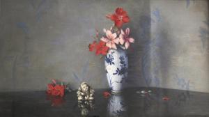 BIDDLE Laurence 1888-1968,GERANIUMS WITH A NETSUKE,1937,Lawrences GB 2022-07-06