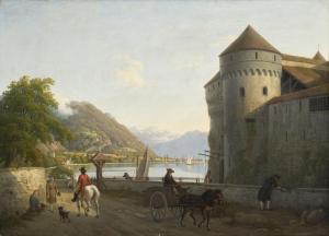 BIEDERMANN Johann Jakob 1763-1830,Le chateau de Chillon,Piguet CH 2023-06-07