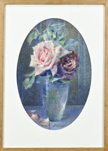BIERAND Georges, Geo 1895,Vase with roses,Twents Veilinghuis NL 2024-01-11