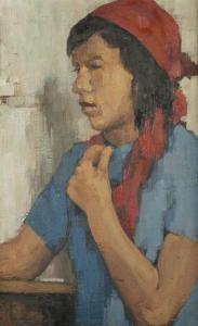 BIERHOFF Fritz 1927-1960,Portrait of a young woman,1948,Peter Karbstein DE 2013-10-19