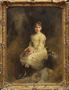 BIERMANN Gottlieb 1824-1908,Portrait of a Young Girl with a Bouquet of Flower,Clars Auction Gallery 2013-05-19