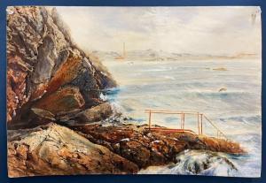 BIESEL C. Charles 1865-1945,seascape with rock,Kaminski & Co. US 2023-01-07