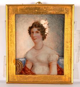BIFFIN Sarah Wright 1784-1850,Portrait of a lady wearing a white,1822,Bellmans Fine Art Auctioneers 2023-10-10