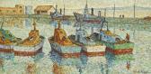 BIGGIT Patrick,Impressionist harbour scene boats on calm water,1972,Golding Young & Mawer 2017-05-03