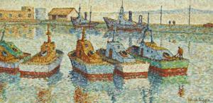 BIGGIT Patrick,Impressionist harbour scene boats on calm water,1972,Golding Young & Mawer 2017-05-03