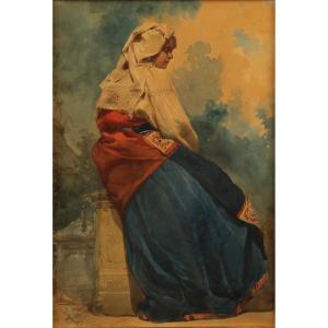BIGNOLI Antonio 1812-1886,Figura di popolana,Galleria Sarno IT 2021-10-21