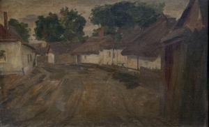BIHARI Sandor Alexander 1856-1906,Street in Szolnok,Pinter HU 2022-01-16