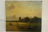 BIJLARD Cornelis 1813-1855,Veld met korenschoven aan de dorpsrand,1853,Venduehuis NL 2011-08-31