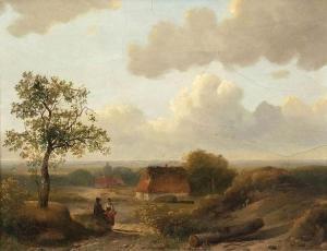 BIJLARD Cornelis 1813-1855,Weite Landschaft mit Bauersleuten,Kastern DE 2016-03-12