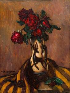 BIJU Leon Alexandru 1880-1970,Candle with Red Roses,1880,Artmark RO 2024-03-20