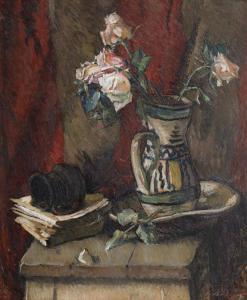 BIJU Leon Alexandru 1880-1970,Candlestick with Roses,Artmark RO 2024-04-15