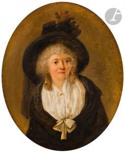 BILCOQ Marc Antoine 1755-1838,Femme au chapeau fleuri,Ader FR 2024-02-16