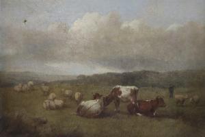 BILDERS Albertus Gerardus 1838-1865,Cattle, Sheep and Herdsman in a La,Simon Chorley Art & Antiques 2021-06-22