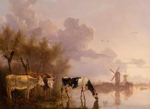 BILDERS Albertus Gerardus 1838-1865,Cows on the river side after a summe,AAG - Art & Antiques Group 2018-06-18
