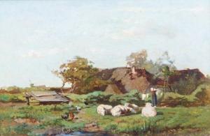 BILDERS Albertus Gerardus 1838-1865,Laundry day at a farm in Gelderland,Venduehuis NL 2019-11-13