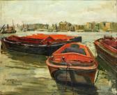 BILIBINE Alexander Ivanovich 1903-1972,Barges at Rotherhithe,Bonhams GB 2014-07-16