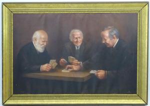 BILL A. Peter,Three gentleman seated around a table playing cards,Dickins GB 2018-09-07