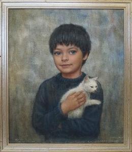 BILL P.A 1900-1900,Portrait of a boy with a cat,Rosebery's GB 2014-02-08