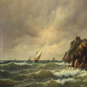 BILLE Carl Ludwig 1815-1898,Seacape,1875,Bruun Rasmussen DK 2012-09-24
