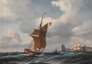 BILLE Carl Ludwig 1815-1898,Seascape,1868,Bruun Rasmussen DK 2024-02-19