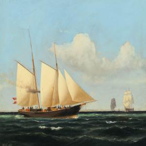 BILLE Carl Ludwig 1815-1898,Seascape with a schooner,Bruun Rasmussen DK 2016-03-07