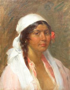 BILLET Pierre 1837-1922,Gipsy Womna,1865,Alis Auction RO 2008-01-27